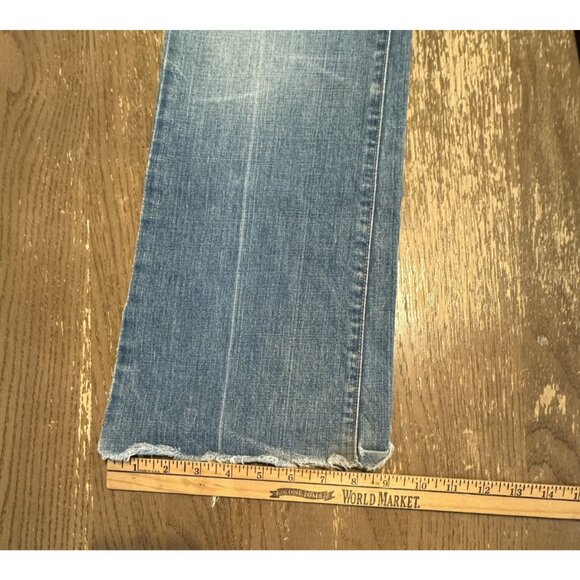 VTG 7 for all mankind jeans Light Wash Split Raw Hem USA Straight Leg Bootcut - Picture 4 of 13